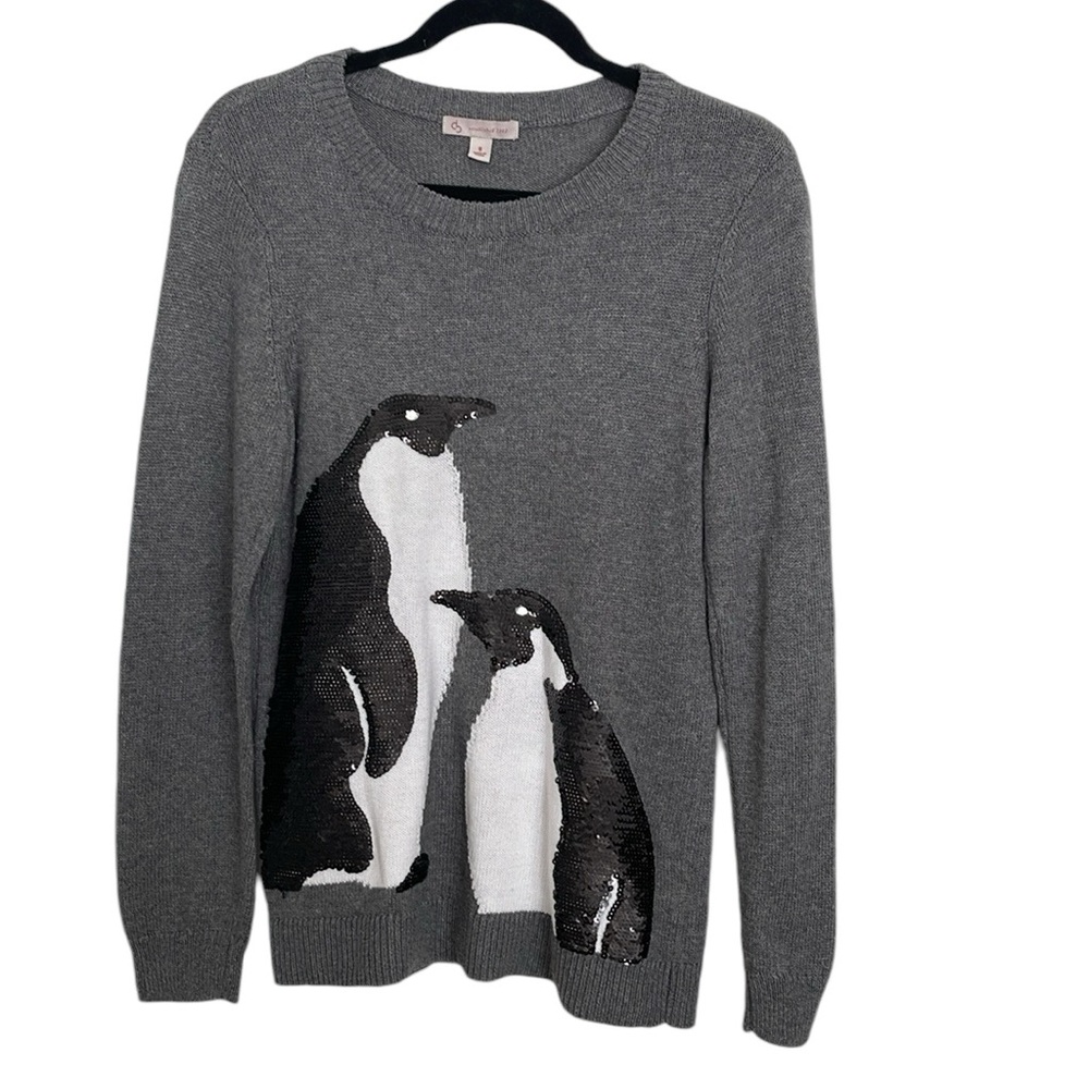 Vintage Animal Print Sequin Penguin Knit Rhinestone Sweater